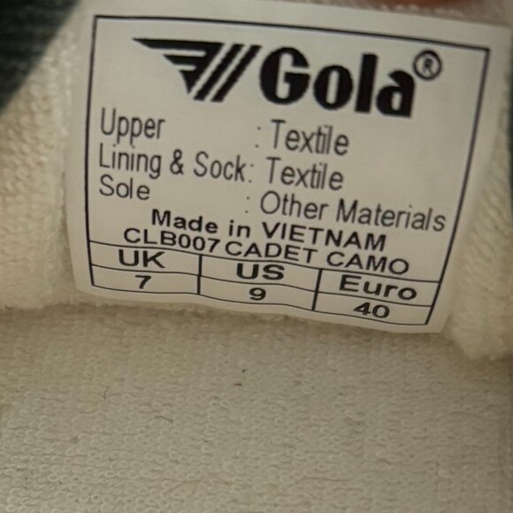 Gola Cadet Low-Top Sneaker CLB007 Classic Lace Up Green Camo Women's Size 9 - Picture 8 of 8